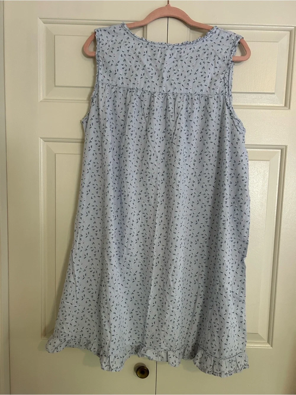 Adonna Sleepwear Light Blue Floral Cotton Nightgown Muumuu Grandmacore, XL